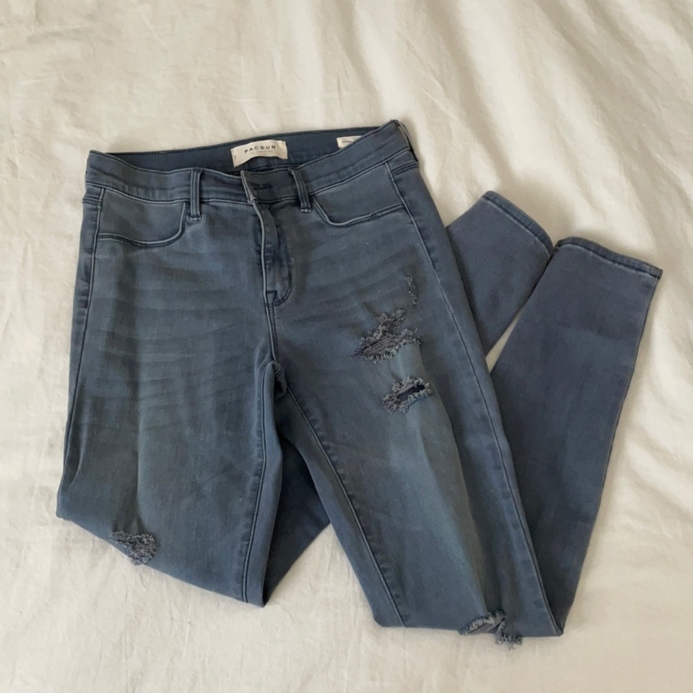 Grey Pacsun Distressed Jeggings